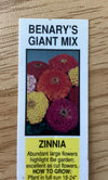 ZINNIA, BENARY'S GIANT MIX