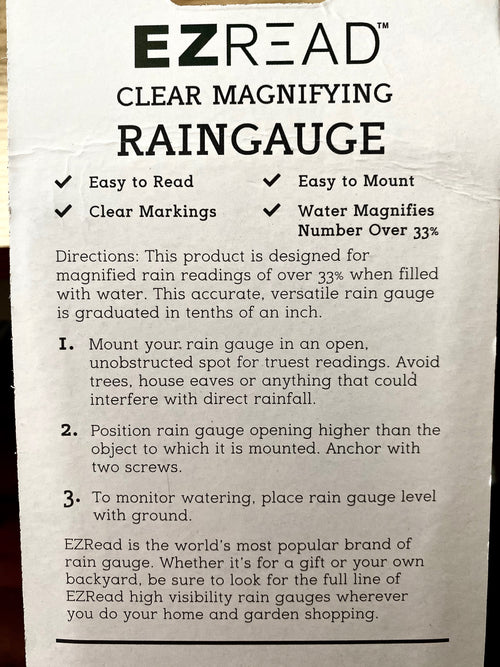 RAIN GAUGE, EZ READ CLEAR MAGNIFYING