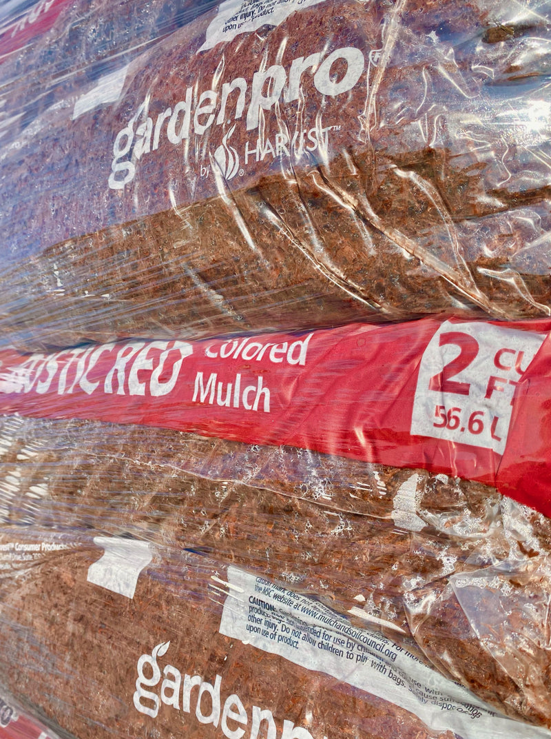 MULCH, RED COLORED HARDWOOD BAGGED